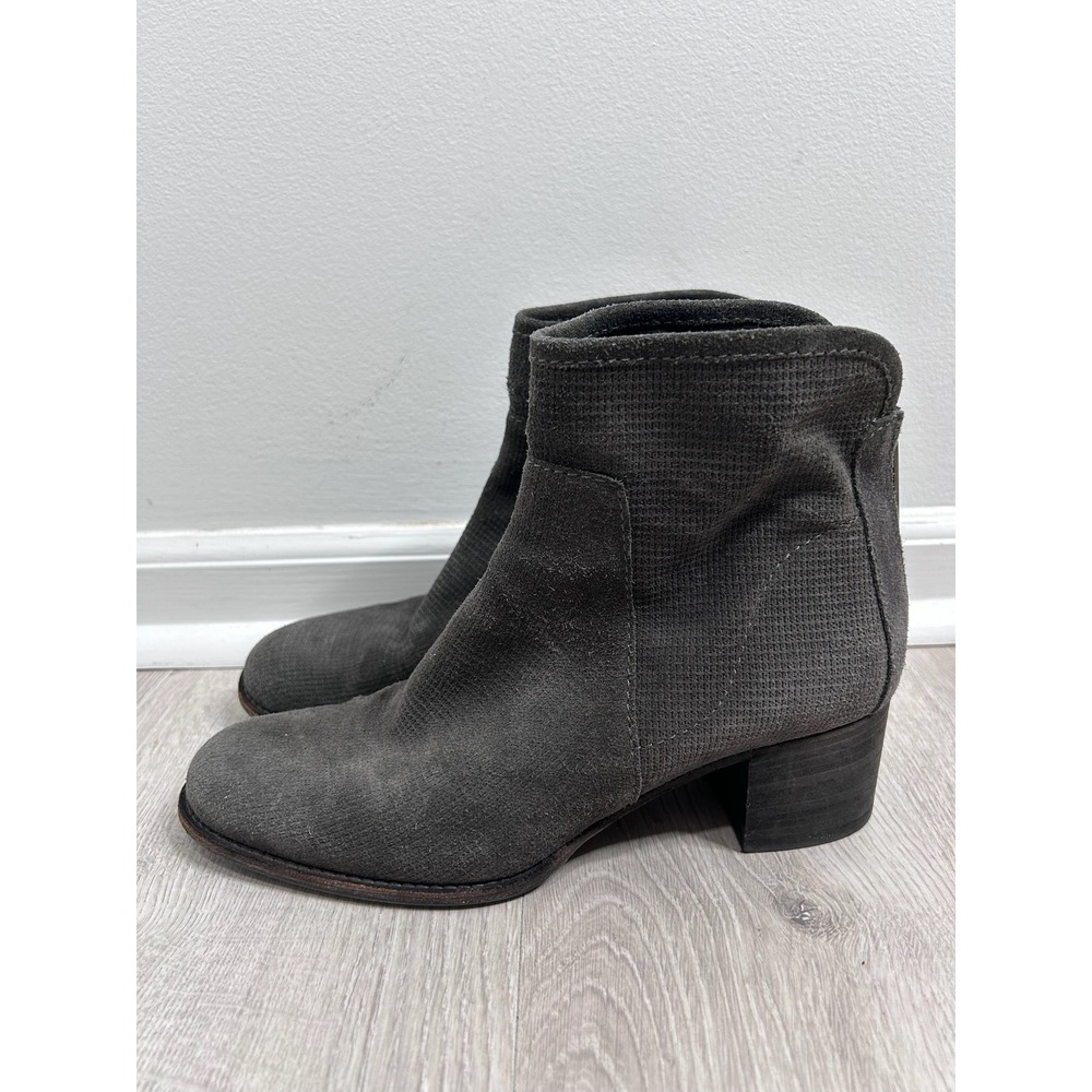 Aquatalia Womens Charcoal Grey Textured Suede Ankle Boots Block Heel‎ Sz 9 Italy